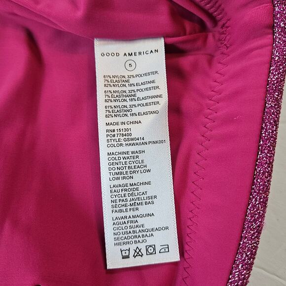 Good American Sparkle Better Band Top Swim Hawaiian Pink Plus 2x Beach Pool - Picture 5 of 9